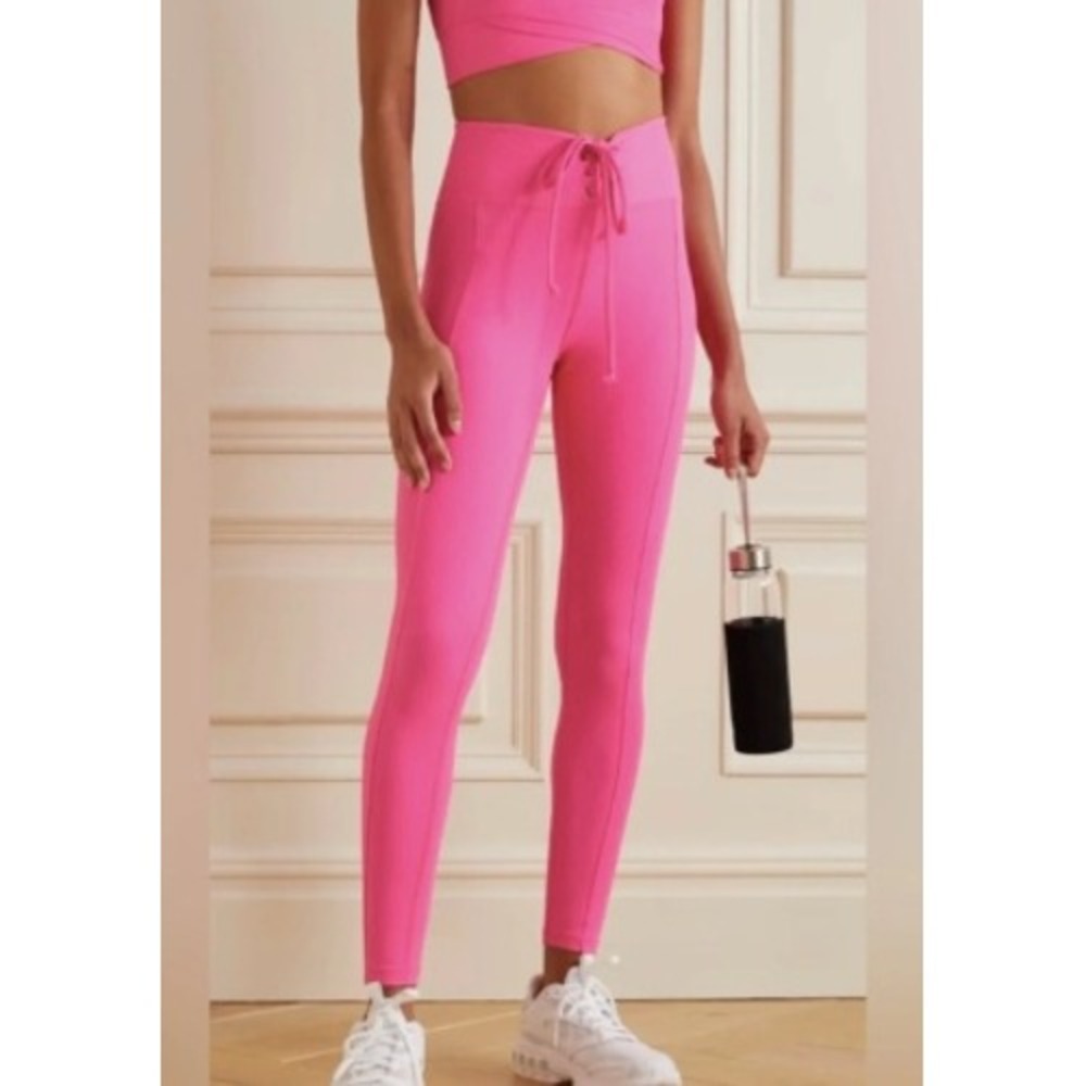 Year of Ours Football Leggings Neon Pink Lace Up High Waist Womens XS Activewear